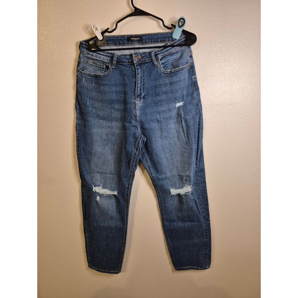 American Bazi Plus Size 1X High Rise Straight Leg Distressed Jeans - NWT